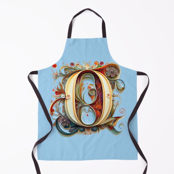 Item preview, Art Font Letter O: Art Nouveau Style, Unique and Colorful, Light Blue Background designed and sold by factory88.