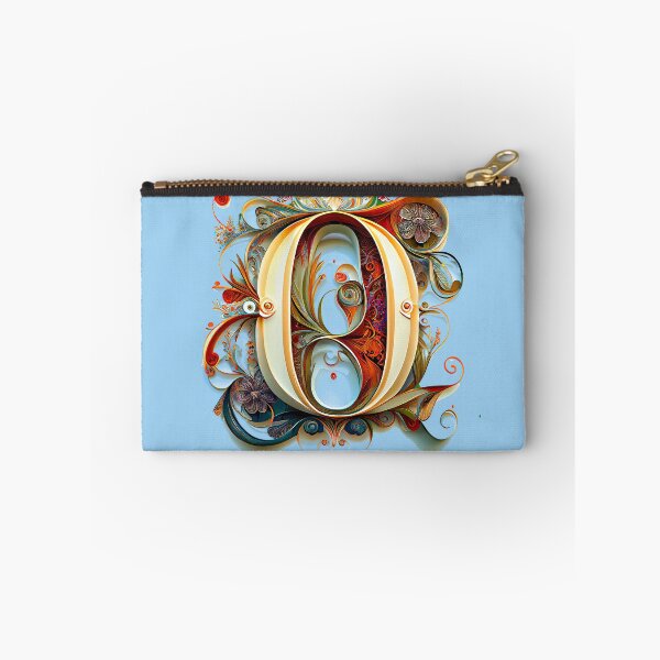 Item preview, Art Font Letter O: Art Nouveau Style, Unique and Colorful, Light Blue Background designed and sold by factory88.