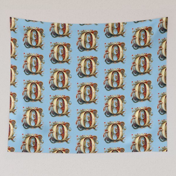 Item preview, Art Font Letter O: Art Nouveau Style, Unique and Colorful, Light Blue Background designed and sold by factory88.