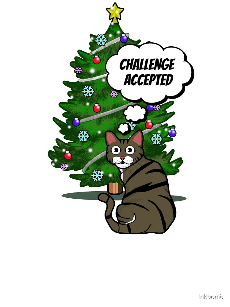 Download Christmas Tree Cat Challenge Accepted Shirt For Cat Lovers Kids T Shirt By Inkbomb Redbubble Yellowimages Mockups