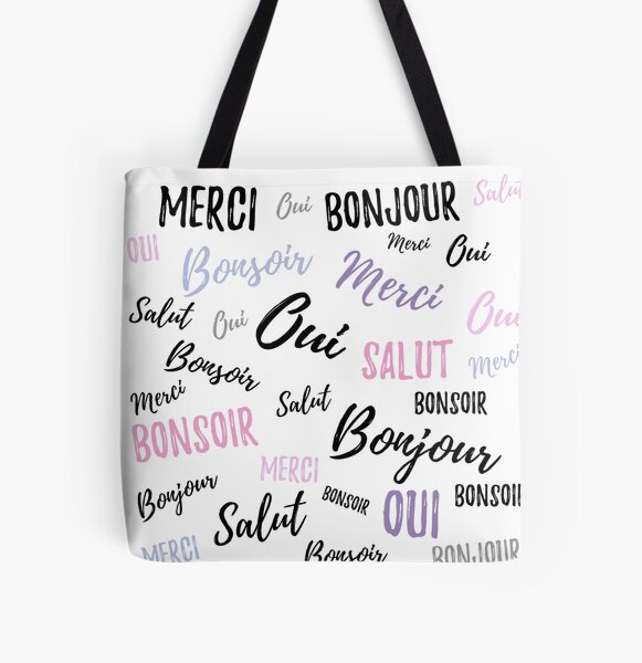 Paris Women Cotton Canvas Shoulder Bags 3D French Merci Print Eco