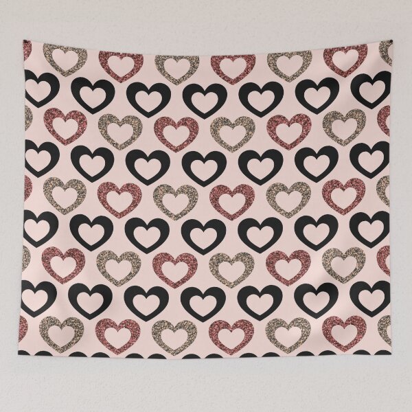 Item preview, Pretty Pink Glitter Hearts Pattern designed and sold by HappyLifeCreate.