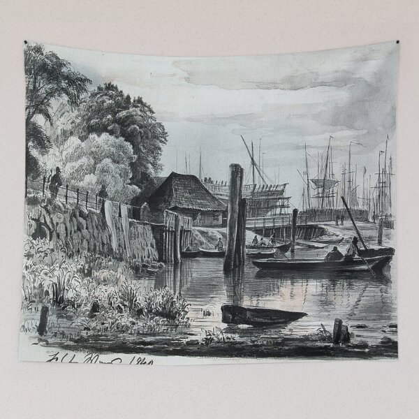 Item preview, Port of Hamburg by Adolph Vollmer designed and sold by tomorrowsart.
