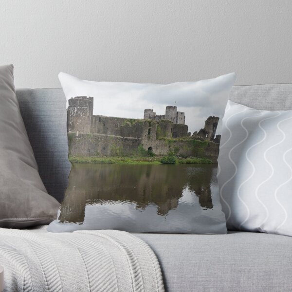 Caerphilly Castle Throw Pillow