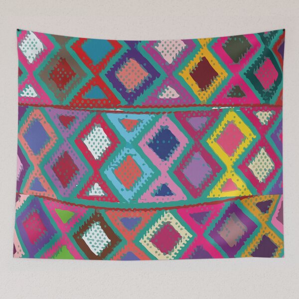 Item preview, Purple mexican embroidery geometric aztec pattern fabric designed and sold by T-Mex.
