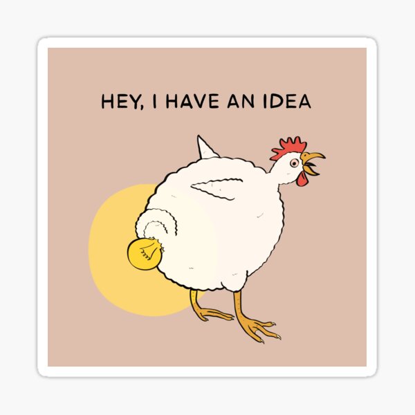 Chicken light bulb idea Glossy Sticker