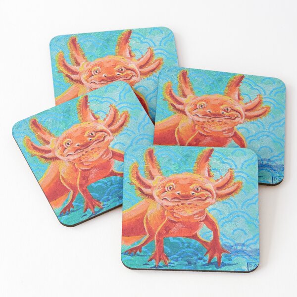Item preview, Pop Art Vibrant Axolotl with wavy pattern background designed and sold by Dawn Pedersen.