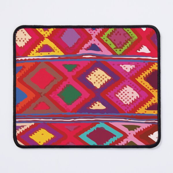 Item preview, Red mexican embroidery geometric aztec pattern fabric designed and sold by T-Mex.