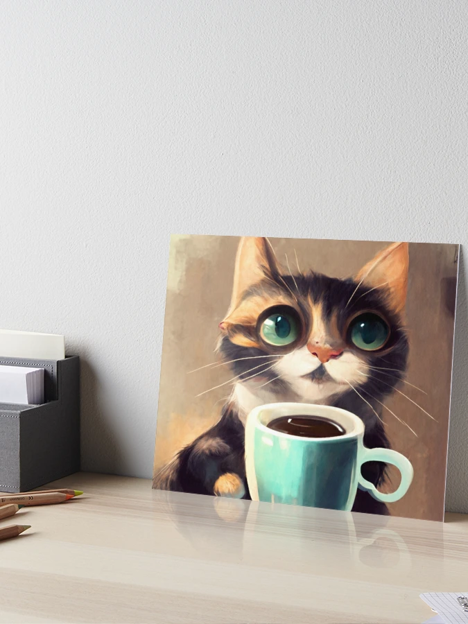 Cat Drink Coffee | Art Board Print