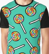 Rainbow Lollipop Pattern Graphic T-Shirt