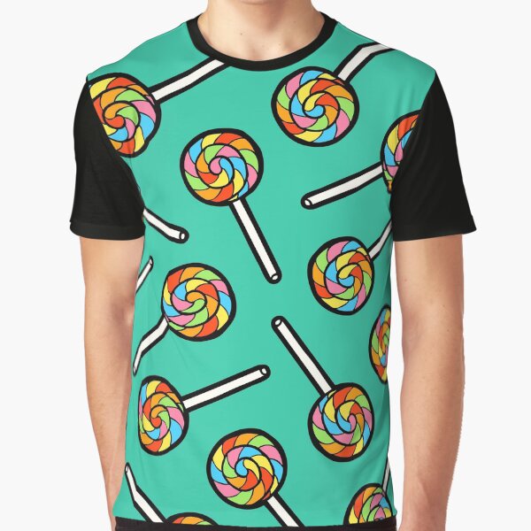 Rainbow Lollipop Pattern Graphic T-Shirt