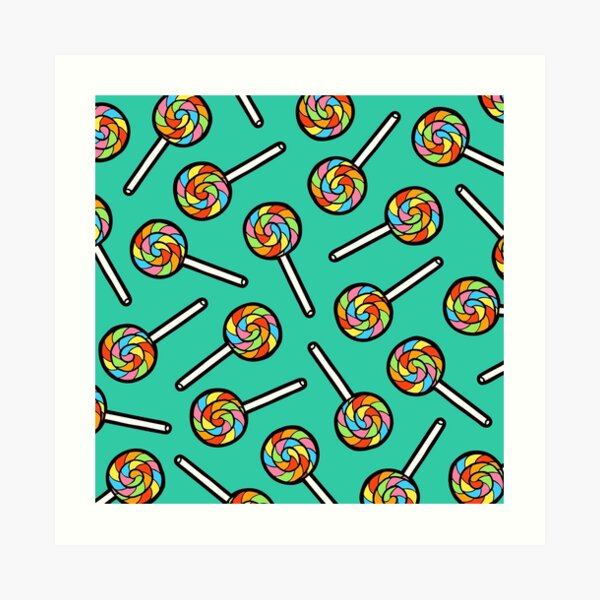 Rainbow Lollipop Pattern Art Print