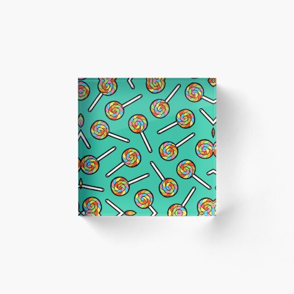 Rainbow Lollipop Pattern Acrylic Block