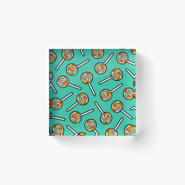 Rainbow Lollipop Pattern Acrylic Block