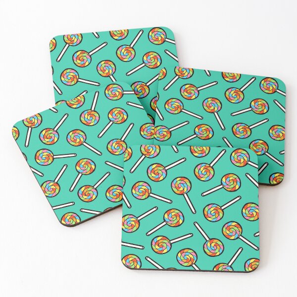 Rainbow Lollipop Pattern Coasters (Set of 4)