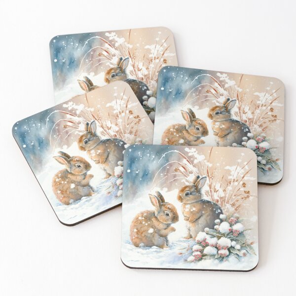 Item preview, Winter rabbits watercolour illustration  designed and sold by ai_granny.
