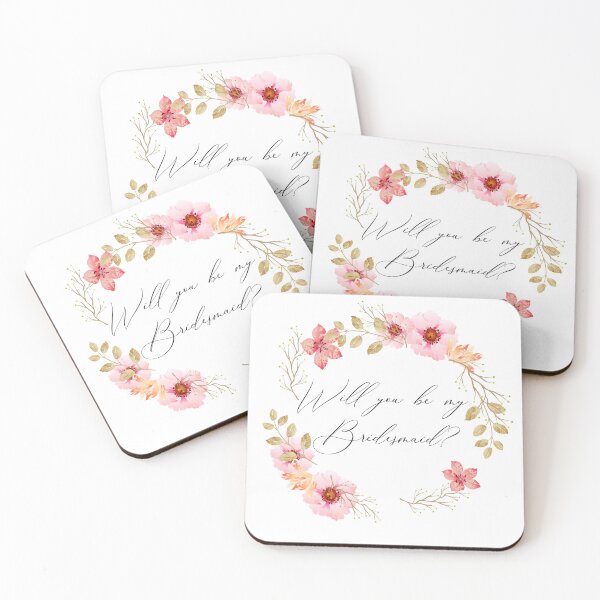 Item preview, Will you be my Bridesmaid watercolor flower wreath design Team bridesmaid designed and sold by skapastudios.