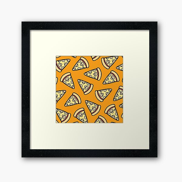 Mushroom Pizza Pattern Framed Art Print