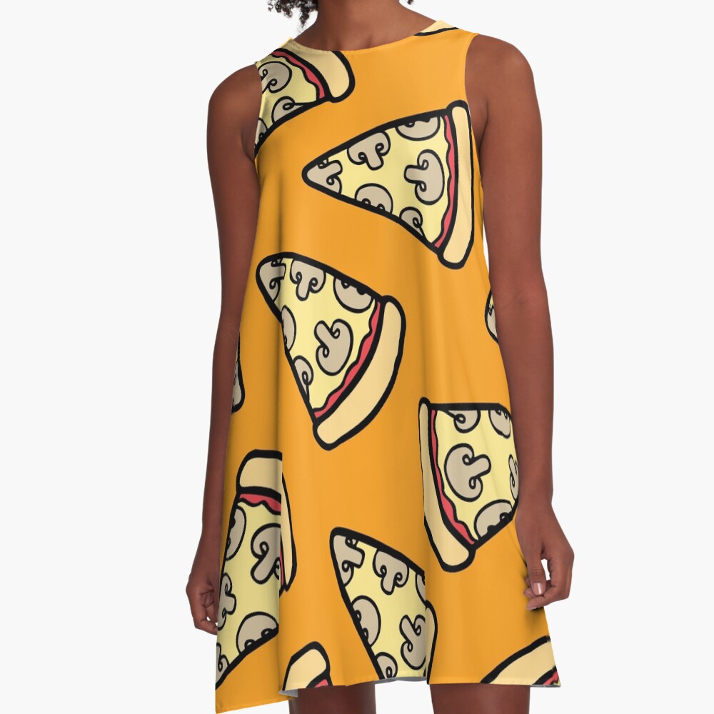 Mushroom Pizza Pattern A-Line Dress