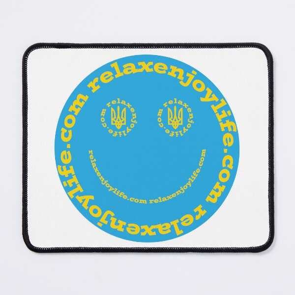 Item preview, RelaxEnjoyLife Smile 26A9E1 Blue Face FFD500 Yellow Text designed and sold by RelaxEnjoyLife.