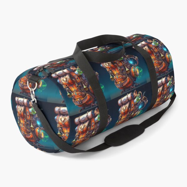 Aperçu de l'œuvre Sac à dos de voyage robotique coloré style Steampunk créée et vendue par DuniDesign.