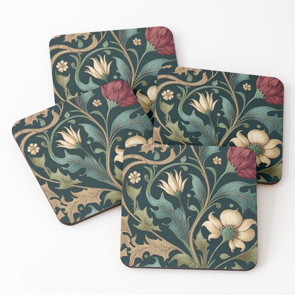 Item preview, Floral Garden Botanical Print Black Background designed and sold by FloralFancy.