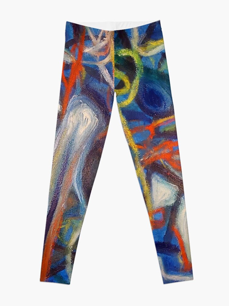 Abstract painting, acrylic and oil bar on canvas. Once in a Blue Moon.  Leggings for Sale by claireseyeview