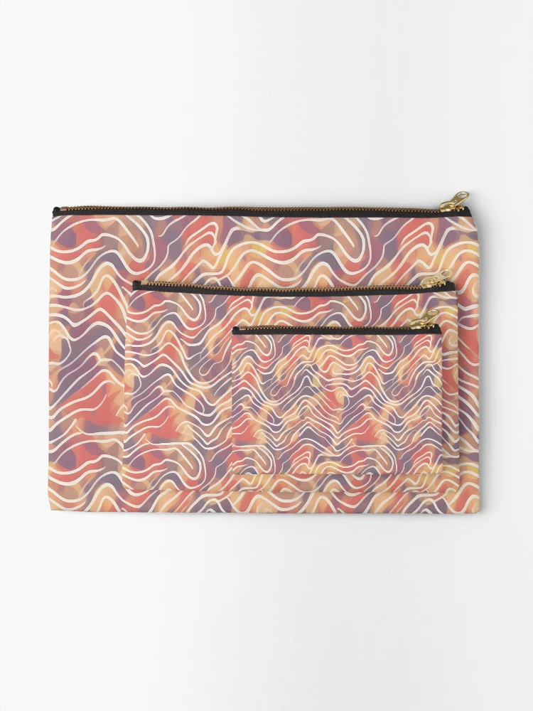 Thumbnail 2 of 4, Zipper Pouch, "Wavy Lines Abstract" Pattern Design designed and sold by Litheon.