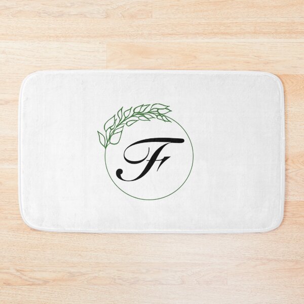 Item preview, F Monogram Initial with Emerald Green Leaf Wreath designed and sold by TeaLimeTwo.