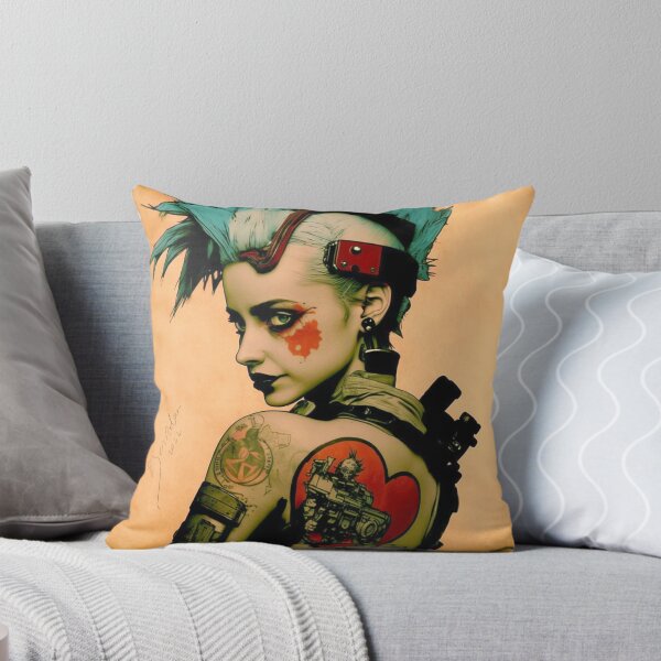 Bad Girl Tale Teller Club Orchestra Art by iServalan CDM Music Tracks and Book Illustrations  Throw Pillow