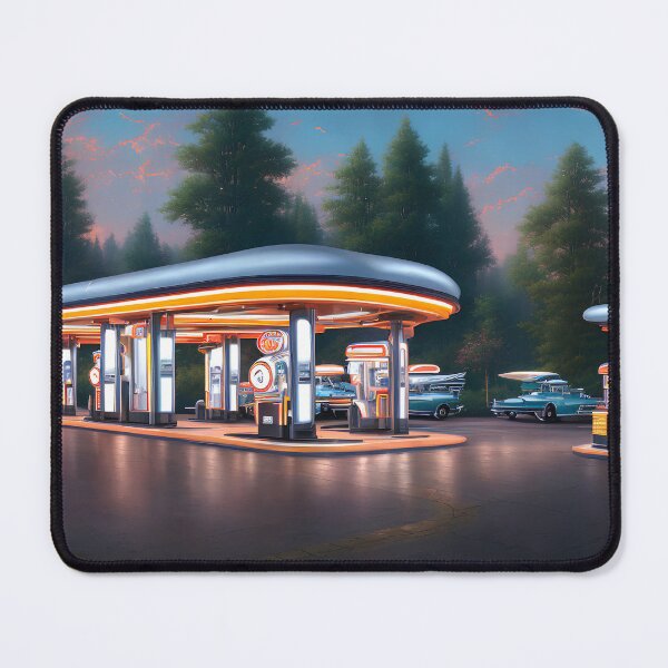 Item preview, Retro Gas Station Digital Art designed and sold by ArtsyWishesShop.