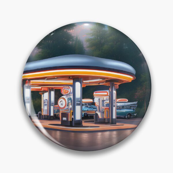 Item preview, Retro Gas Station Digital Art designed and sold by ArtsyWishesShop.