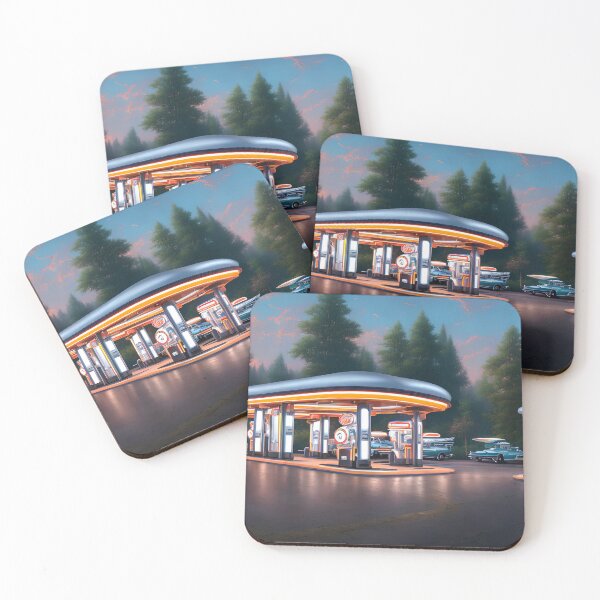 Item preview, Retro Gas Station Digital Art designed and sold by ArtsyWishesShop.