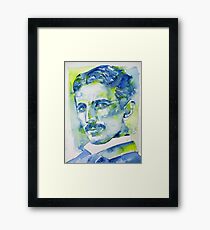 NIKOLA TESLA - watercolor portrait.7 Framed Print