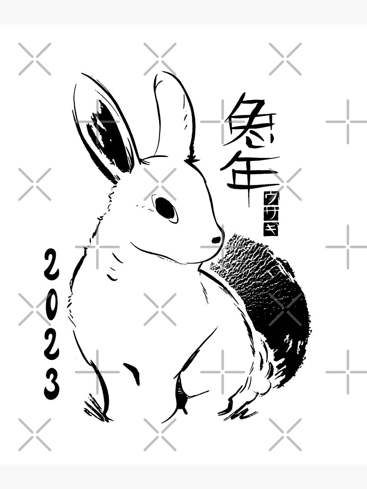 "year of the rabbit 2023 zodiac, Chinese New Year, Japanese " Art Print
