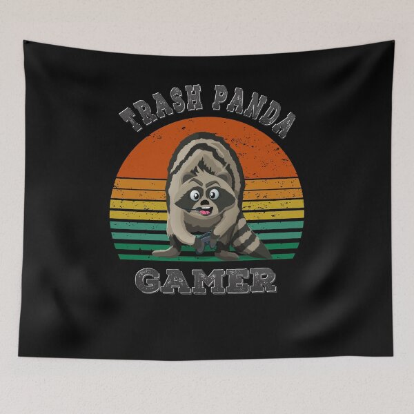 Item preview, Trash panda gamer Retro sunset raccoon  designed and sold by TipTopTapo.