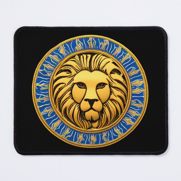 Item preview, Lion head, gold and blue emblem turquoise coat of arms designed and sold by Chardo55.