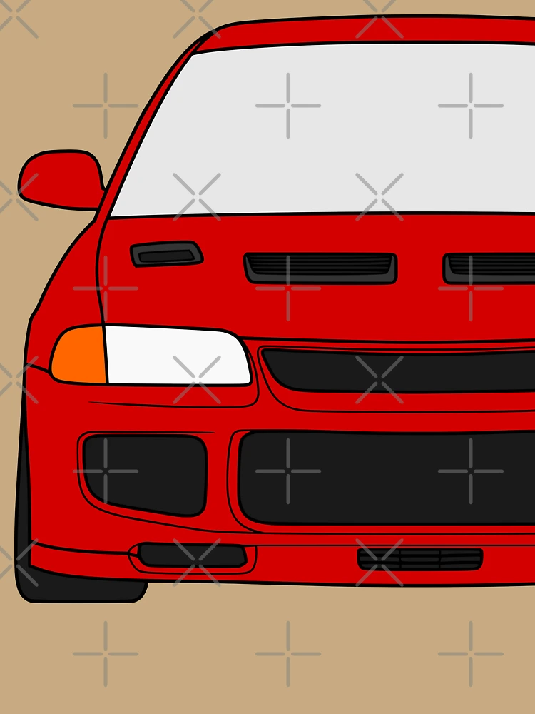 Thumbnail 6 von 6, Premium Oversized Pullover, Mitsubishi Lancer EVO III EVO 3 monaco red color designt und verkauft von EdimDesign.