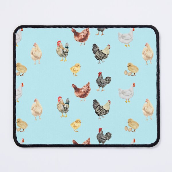 Item preview, Cute blue watercolor chicken poultry art pattern designed and sold by TheWaterBirds.