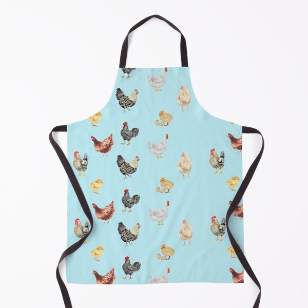 Item preview, Cute blue watercolor chicken poultry art pattern designed and sold by TheWaterBirds.