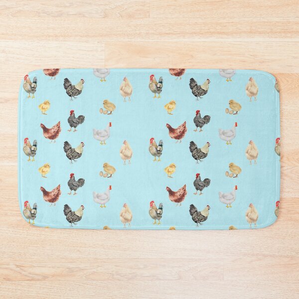 Item preview, Cute blue watercolor chicken poultry art pattern designed and sold by TheWaterBirds.