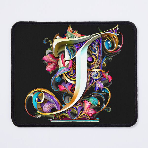 Item preview, Art Font Letter T: Art Nouveau Style, Unique and Colorful, Black Background designed and sold by factory88.