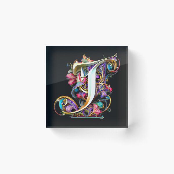 Item preview, Art Font Letter T: Art Nouveau Style, Unique and Colorful, Black Background designed and sold by factory88.