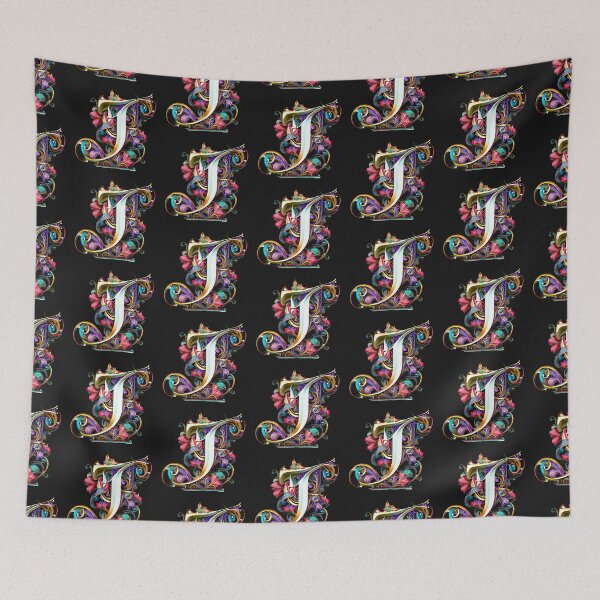 Item preview, Art Font Letter T: Art Nouveau Style, Unique and Colorful, Black Background designed and sold by factory88.