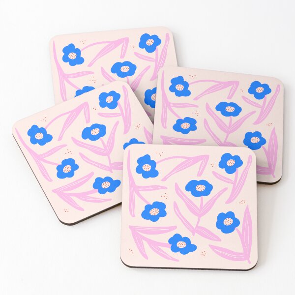 Artikelvorschau, Blaue und rosa Blumen entworfen und verkauft von colortheoryshop.