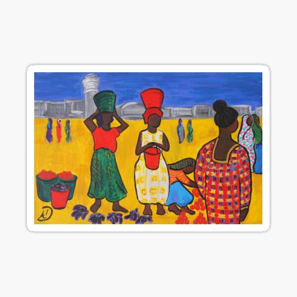 Vista previa del artículo con la obra «Mercado callejero en Dar Es Salaam», diseñado y vendido por Ali  Dunnell.