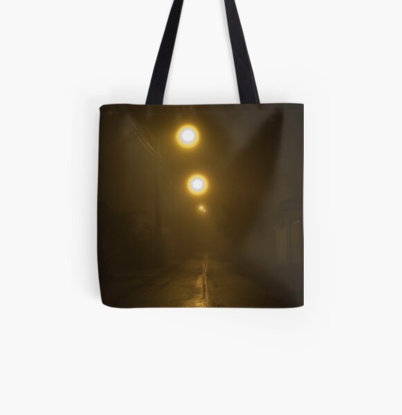 Foggy, dark lane All Over Print Tote Bag