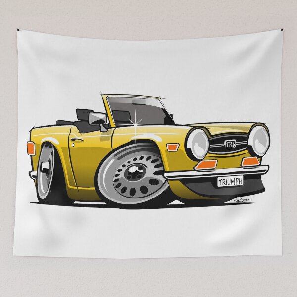 Item preview, Triumph TR6 caricature yellow designed and sold by car2oonz.