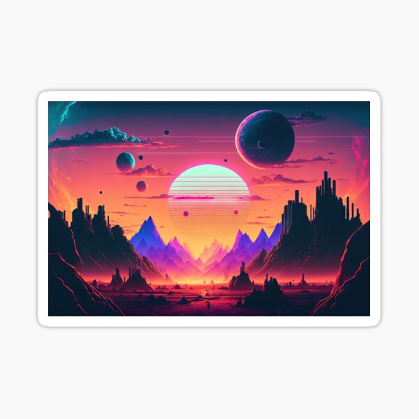 Exploring the Synthwave Landscape of a Distant World Sticker