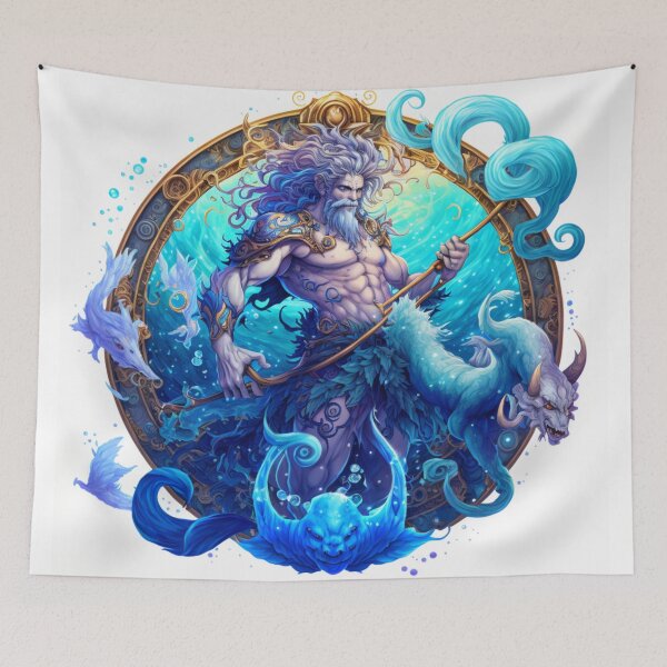 Item preview,  Gorgeous image of Poseidon surrounded by sea creatures. designed and sold by liana campbell.